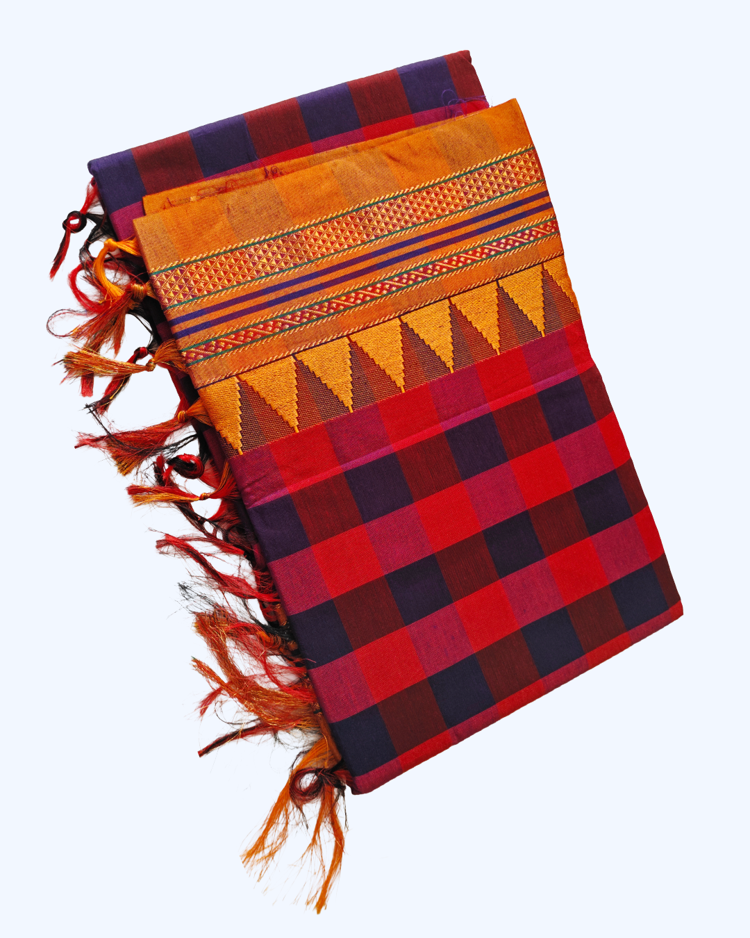Ilkal Cotton Saree with Checks Pattern & Traditional Border Design