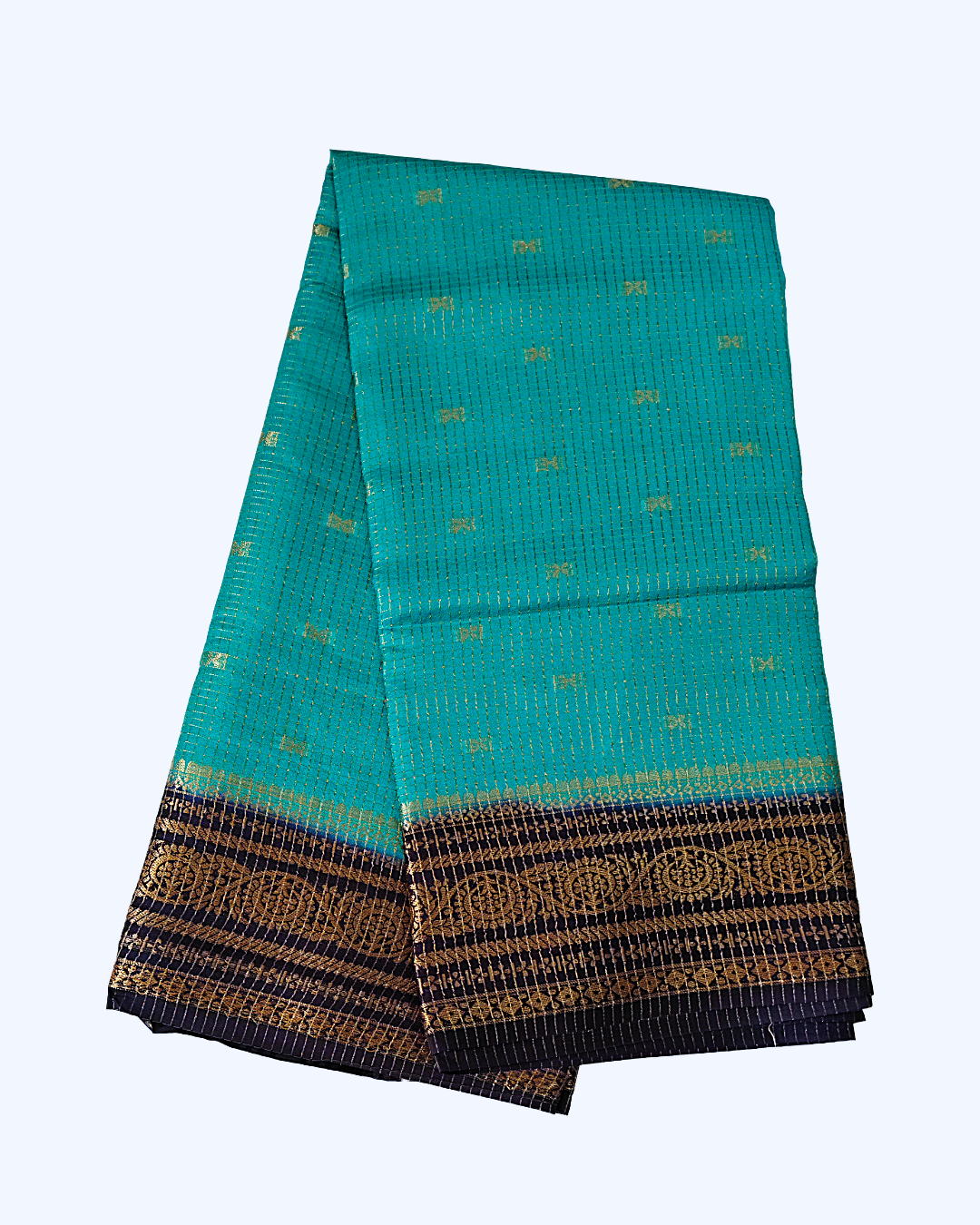 Shubh Vivaha Exclusive Saree – Blue Green with Bentex Zari Border & Butta Pallu