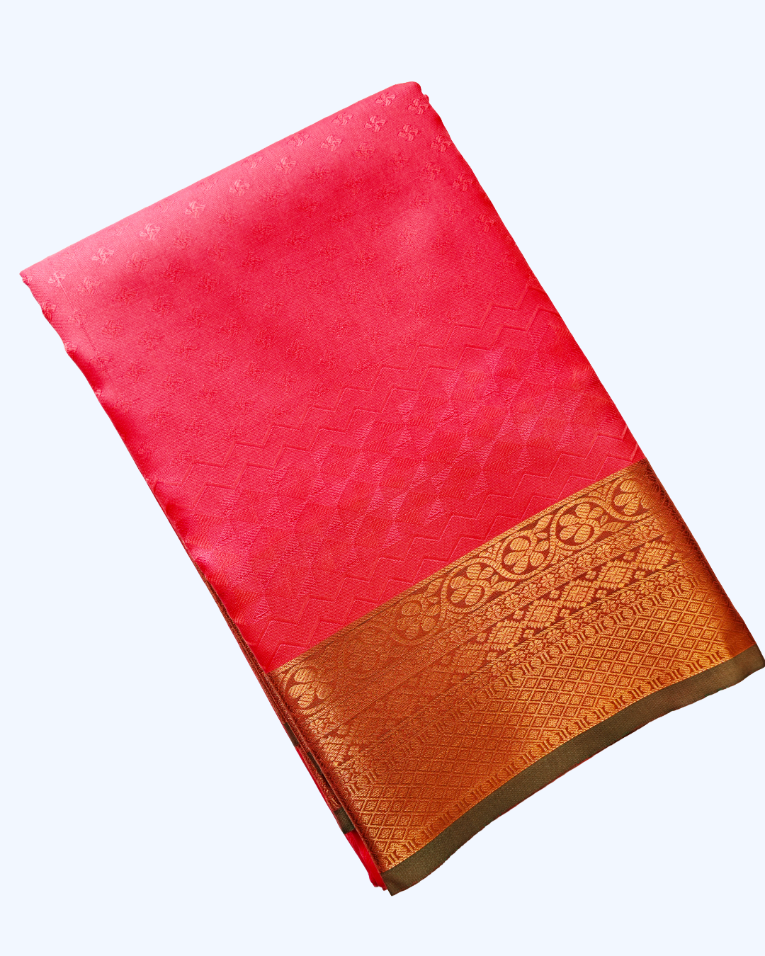 Elegant Half Kanchi Saree with Swastik Motif & Zari Border